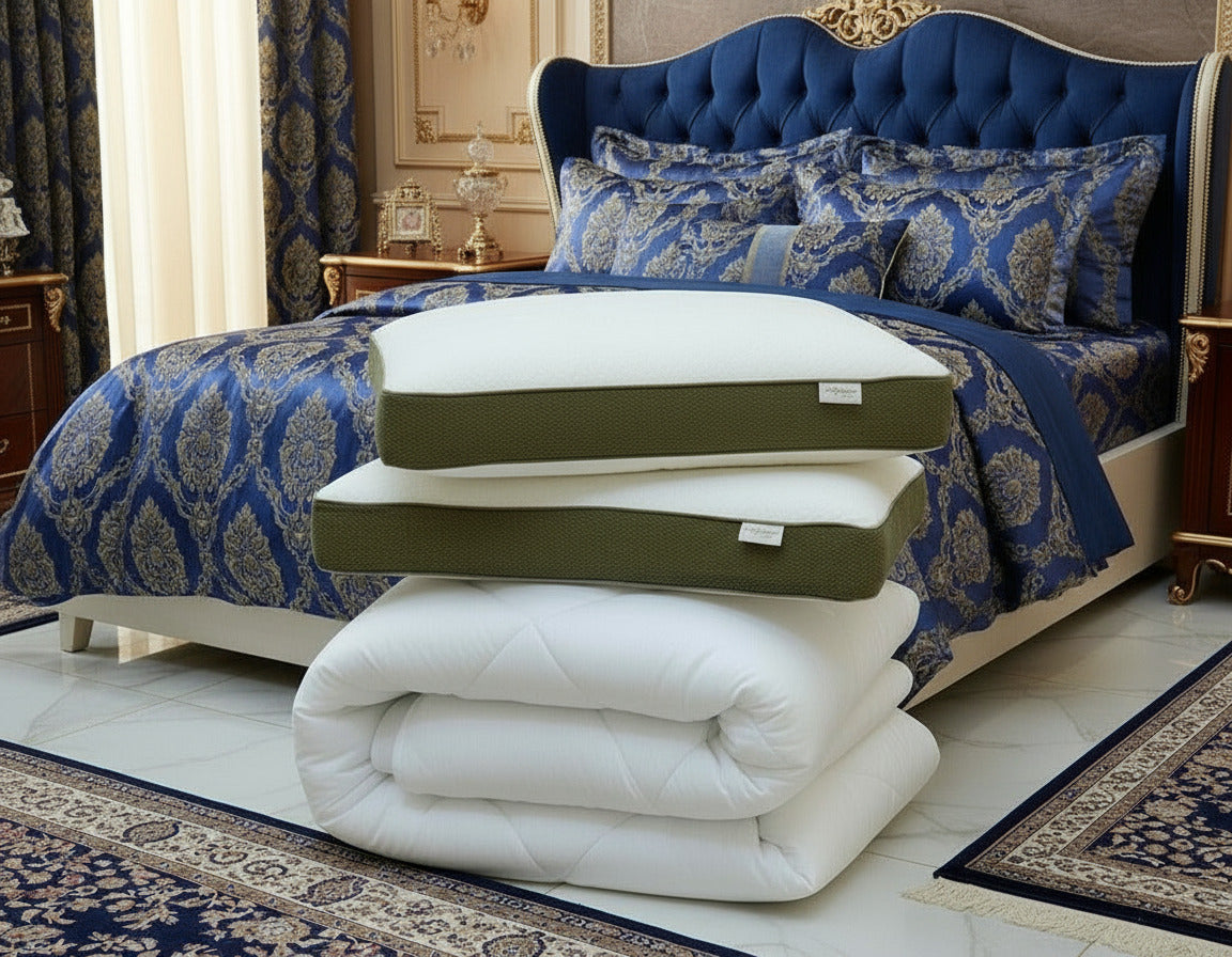 Dr.SleepWell %100 Premium Klimalı Visco Ortopedik Yastık (İki Adet) & Çift Kişilik Yorgan Set