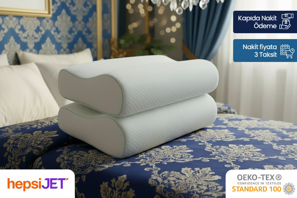 2 Adet Dr.SleepWell Premium Boyun Destekli %100 Visco Ortopedik Yastık