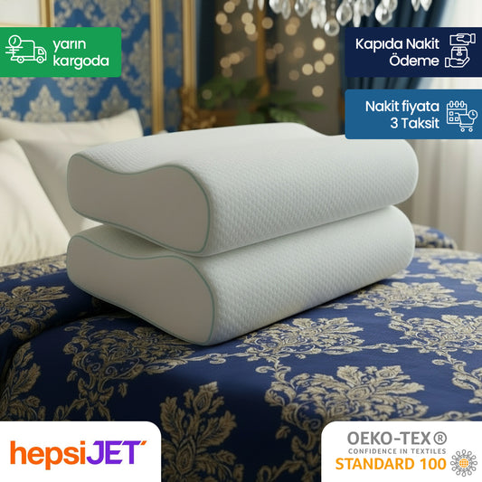 2 Adet Dr.SleepWell Premium Boyun Destekli %100 Visco Ortopedik Yastık
