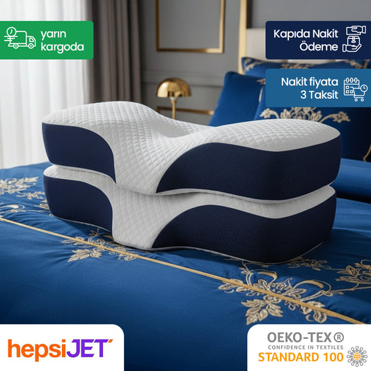 2 Adet Dr.SleepWell Premium Ortopedik Visco Yeni Nesil Servikal Kırışıklık Önleyici Güzellik Yastığı