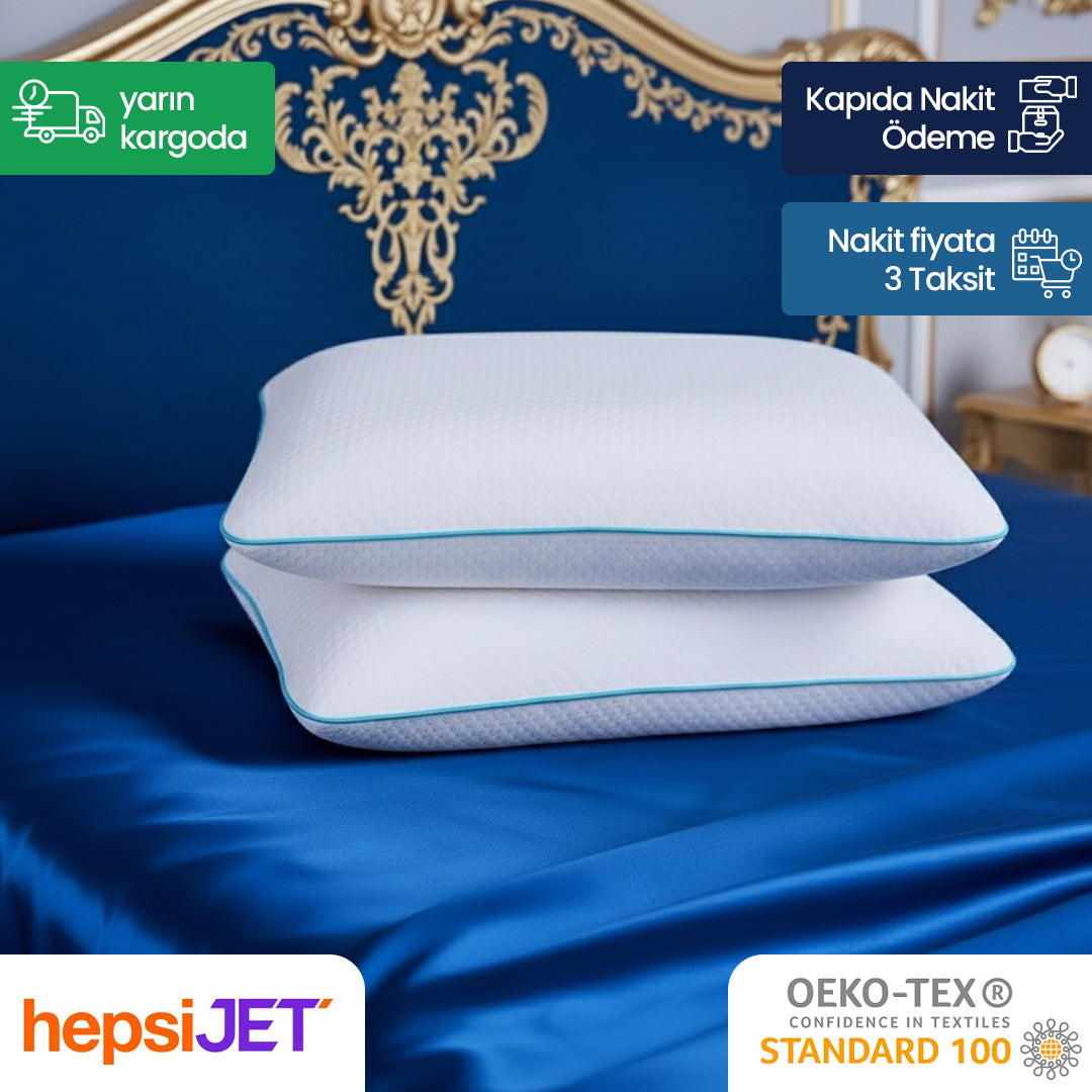 2 Adet Dr.SleepWell Premium Visco Memory Foam Hafızalı Boyun ve Uyku Destekleyici Yastık