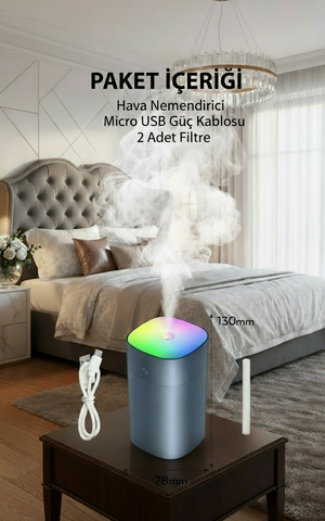 Ultrasonik Hava Nemlendirici Buhar Makinesi, Aroma Difüzörü ve Gece Lambası